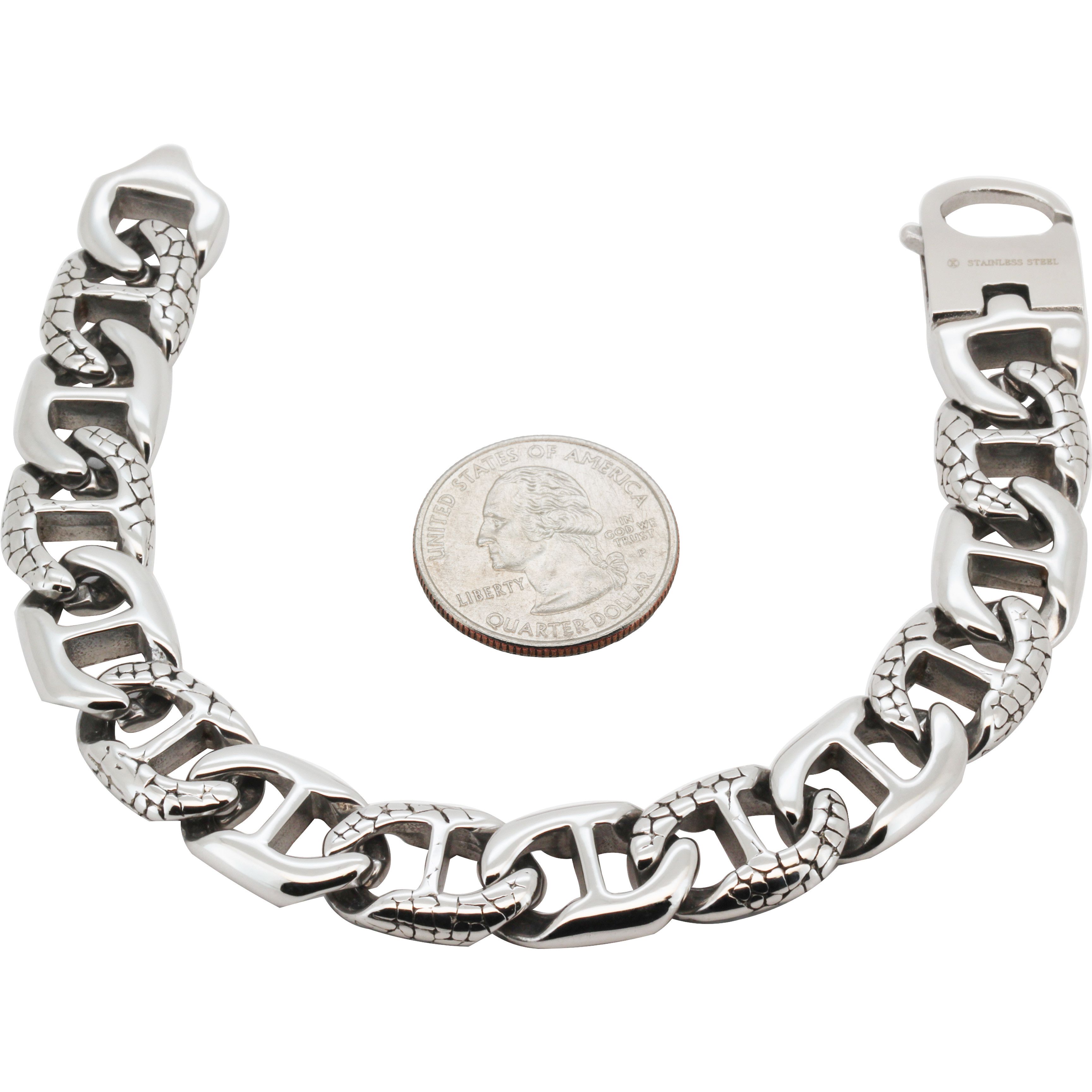 Other 316L Stainless Steel 13mm Textured Mariner Link Bracelet8.5” Size ONE SIZE - 1 Thumbnail