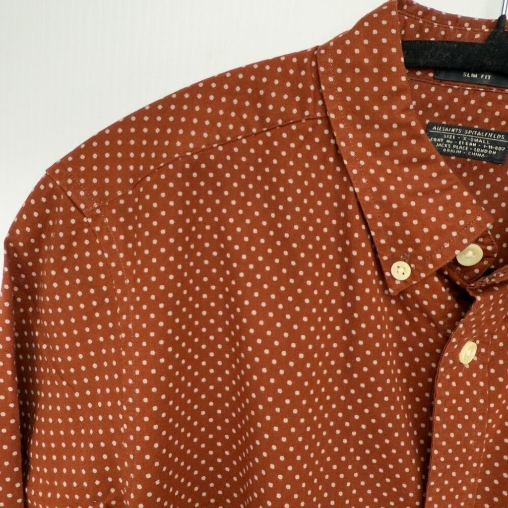 Allsaints ALLSAINTS Spitalfields Brown/Red Slim Fit Modern Shirt Sz XS Size US XS / EU 42 / 0 - 8 Thumbnail