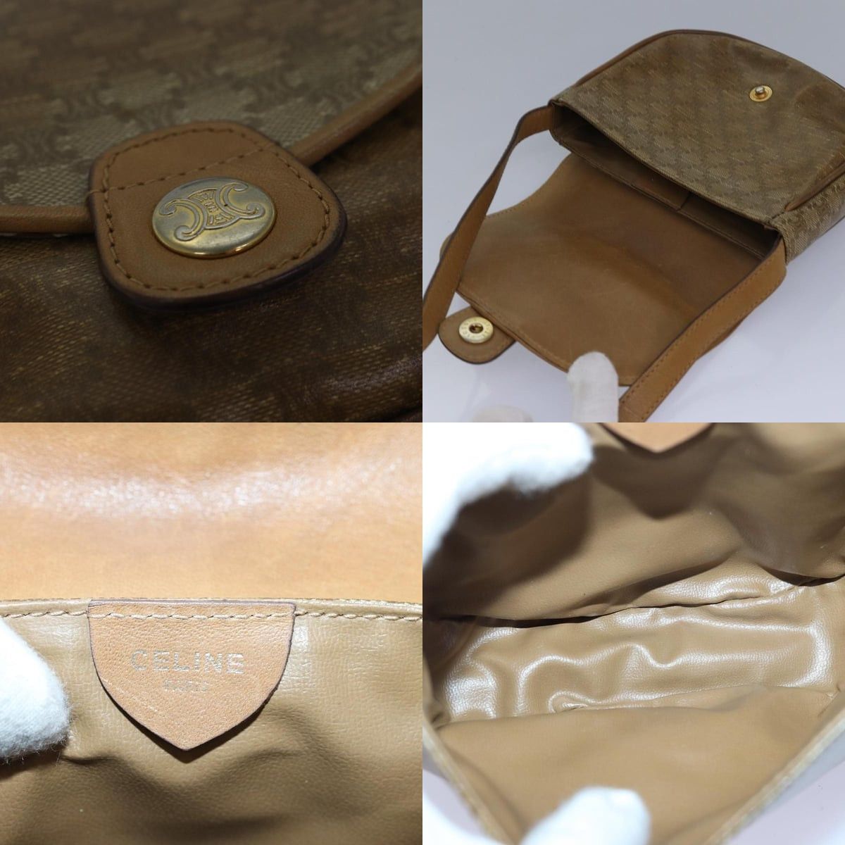 Celine CELINE Macadam Canvas Shoulder Bag Beige Size ONE SIZE - 11 Thumbnail