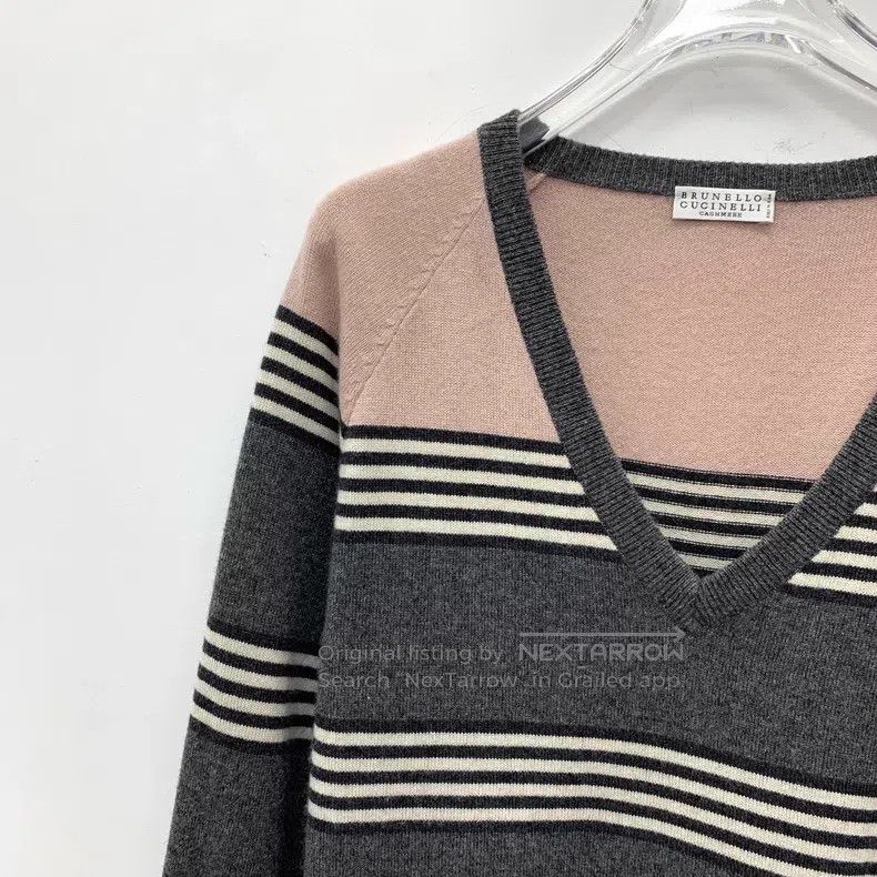 Brunello Cucinelli Brunello Cucinelli Color block striped off-shoulder cashme Size S / US 4 / IT 40 - 3 Thumbnail