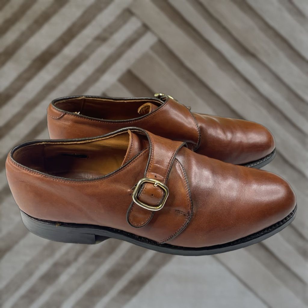 Allen Edmonds VINTAGE? No — Allen Edmonds Garner Monk Strap Loafers USA Made Burnished Calf Skin Sz 9.5 Mens Brown Leather Dress Shoes Buckle Strap Navy? Size US 10 / EU 43 - 1 Thumbnail