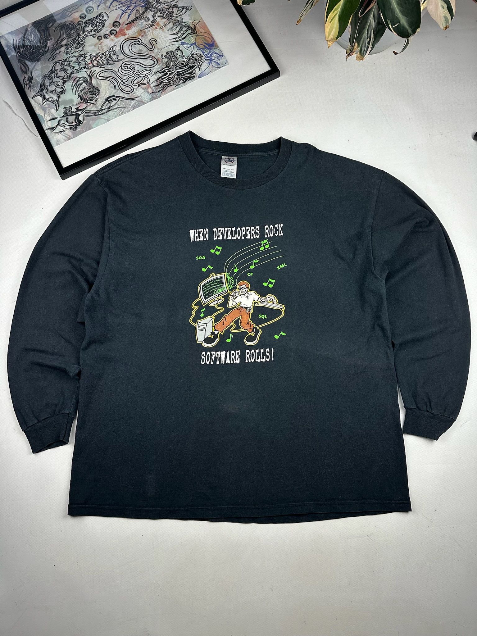 Microsoft Vintage Apple style software Developers Long Sleeve Tshirt Size US XL / EU 56 / 4 - 1 Thumbnail