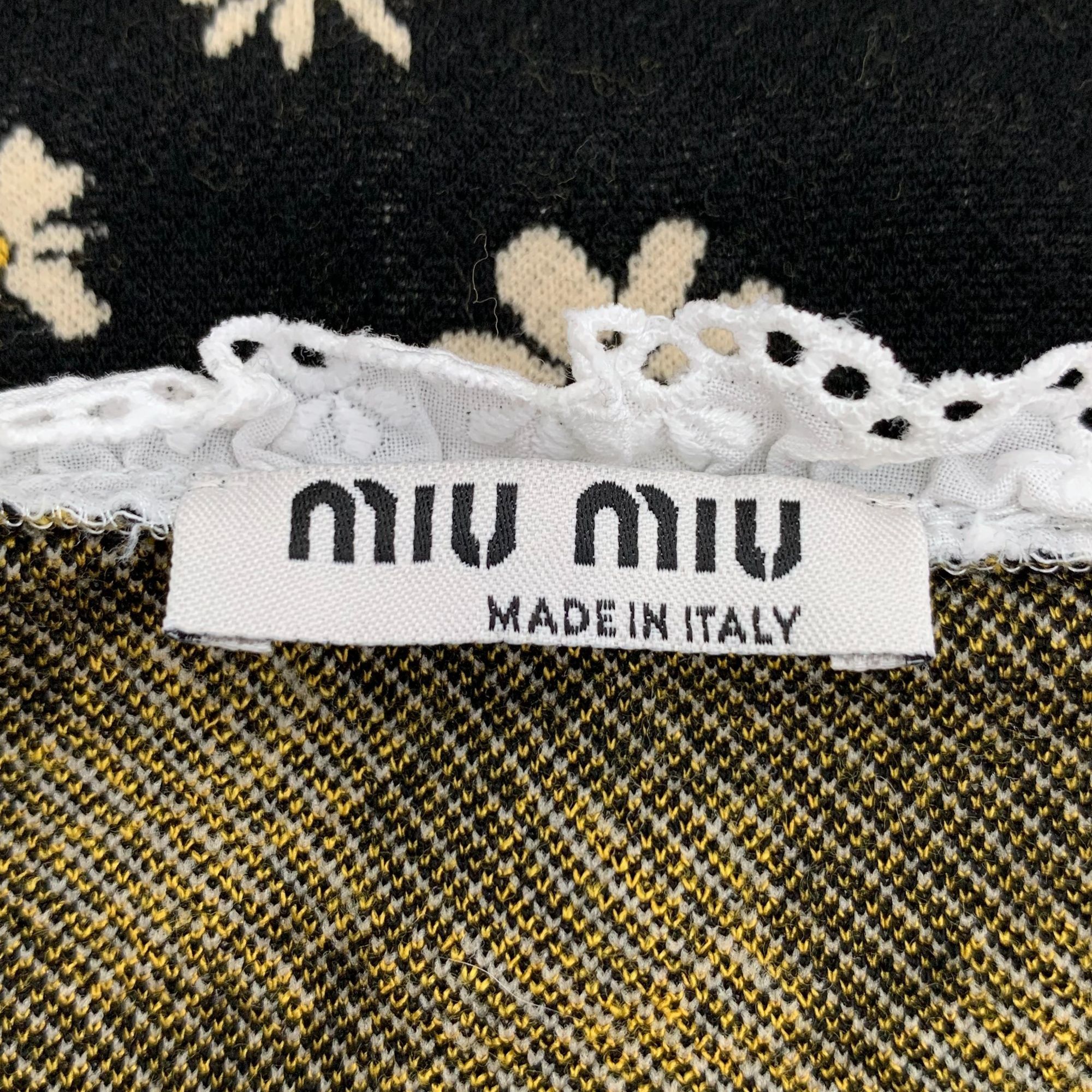 Miu Miu Miu Miu Black Daisy Crochet Lace Trim Long Sleeve Top (Size Size XS / US 0-2 / IT 36-38 - 2 Thumbnail