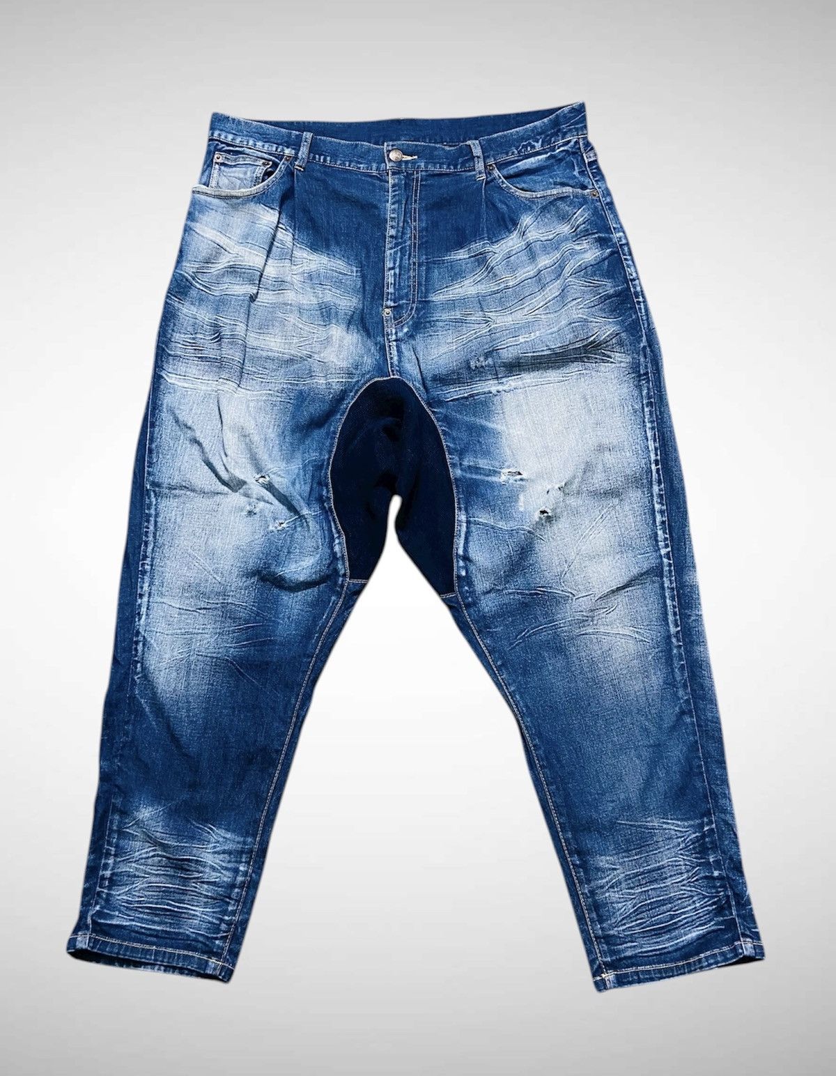 Japanese Brand Glamb Drop Crotch Distressed Denim Jeans Size US 38 / EU 54 - 1 Thumbnail