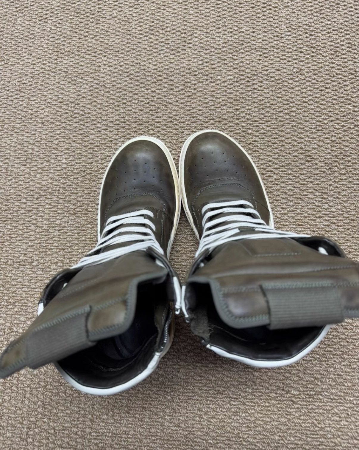 Rick Owens Rick Owens Geobasket, Mocha Brown & White K37 Size US 8.5 / EU 41-42 - 4 Thumbnail