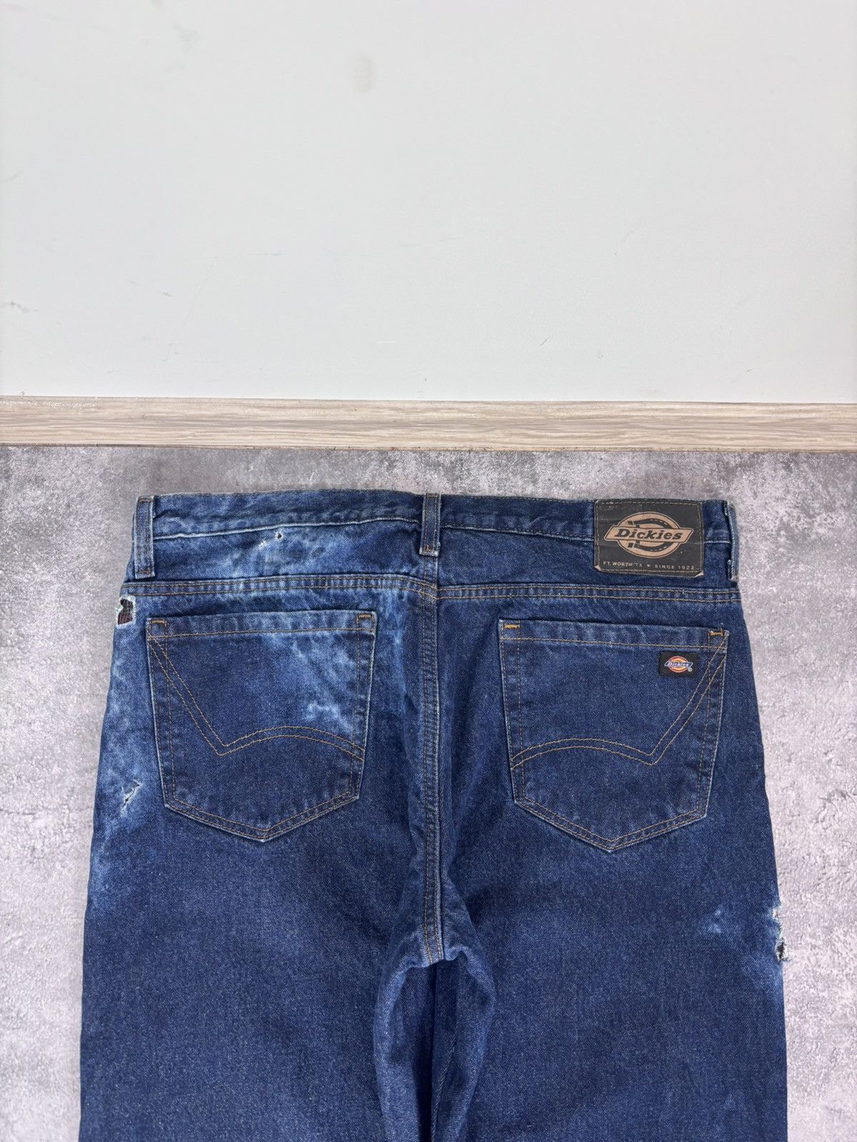Dickies Dickies Men’s Denim Jeans Distressed Dark Blue USA Workwear Size US 36 / EU 52 - 17 Thumbnail