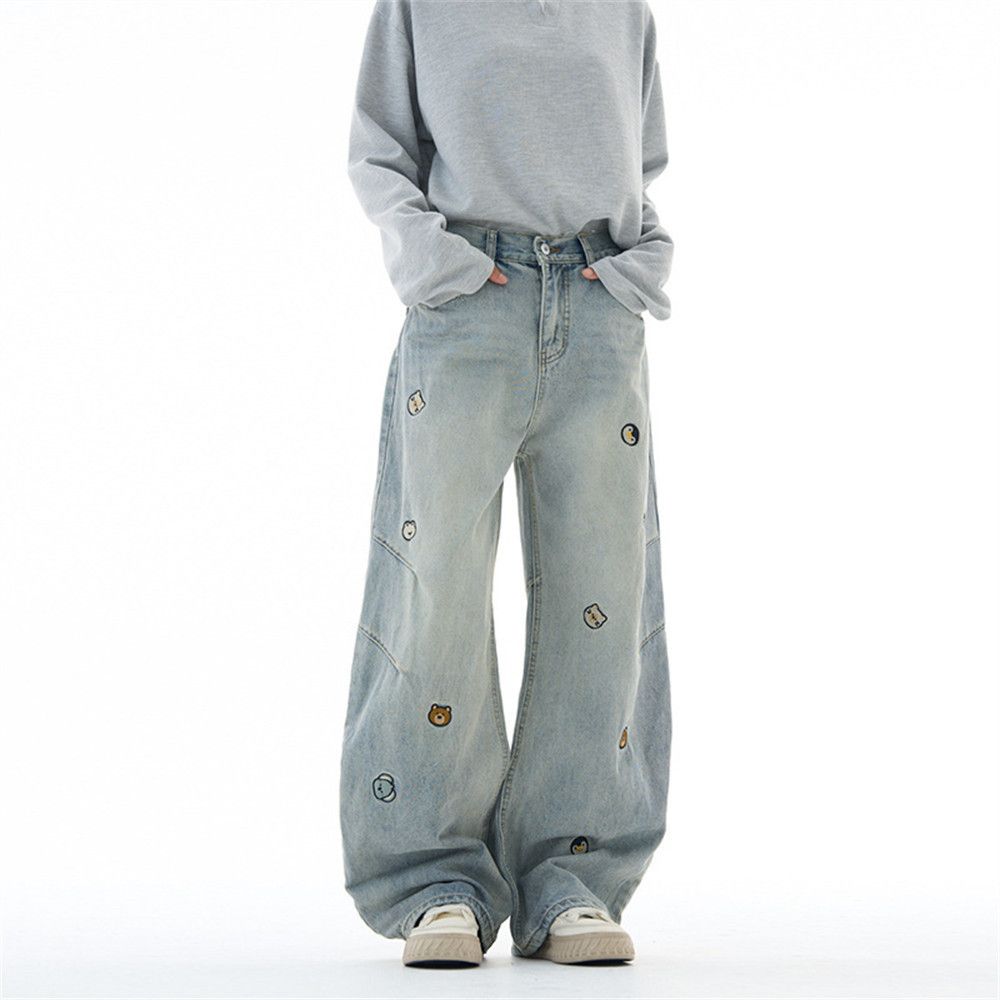 Japanese Brand Retro washed punk fun cartoon embroidered distressed jeans Size US 32 / EU 48 - 2 Thumbnail