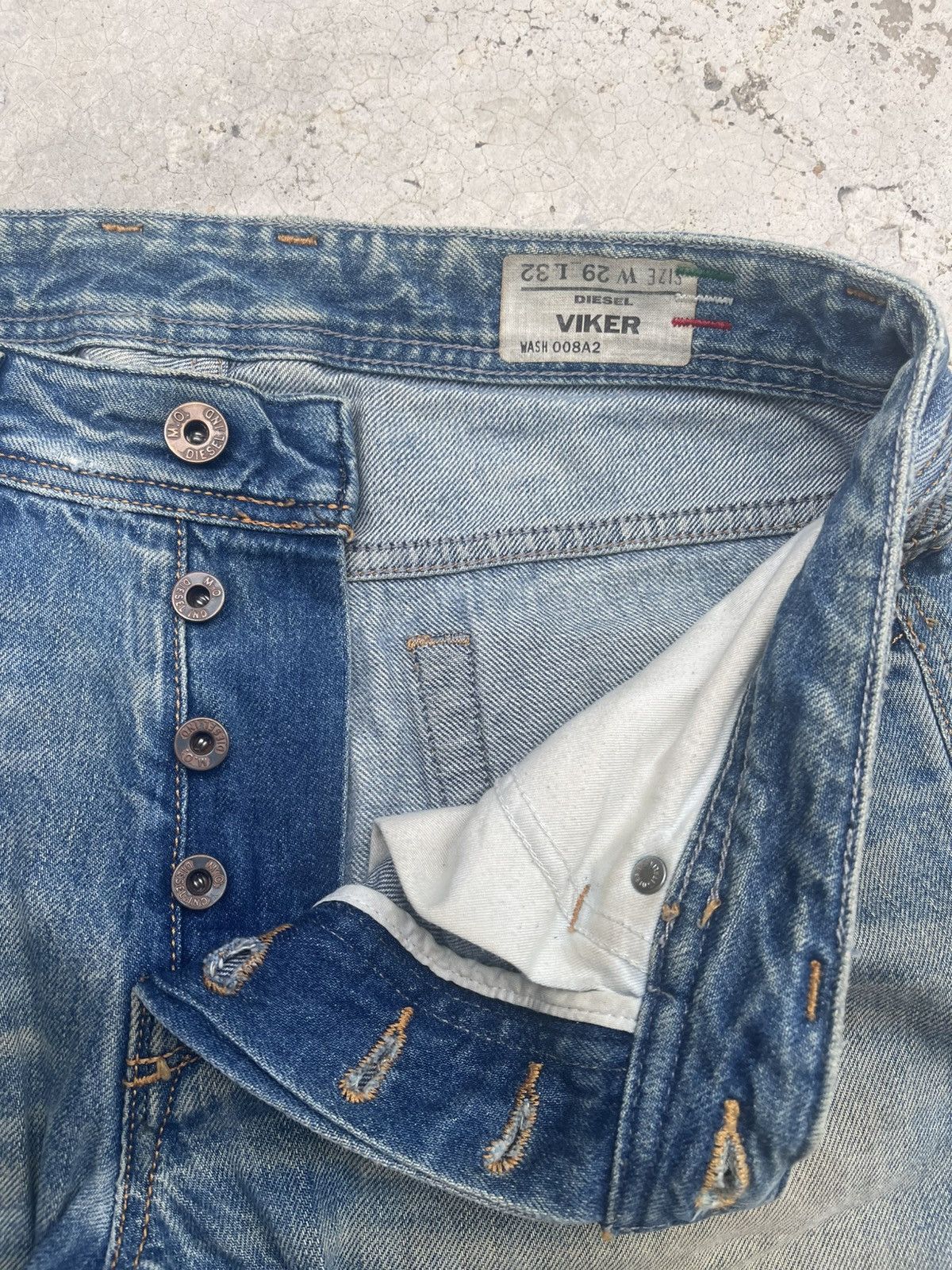 Diesel Diesel Viker Wash 008A2 Distressed Straight Leg Jeans 29x32 Size US 29 - 6 Thumbnail
