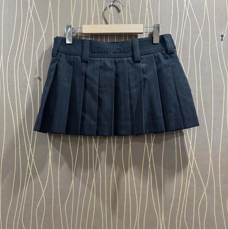 Miu Miu Miu Miu Black Wool Pleated Skirt 0089 Size 23" - 1 Thumbnail