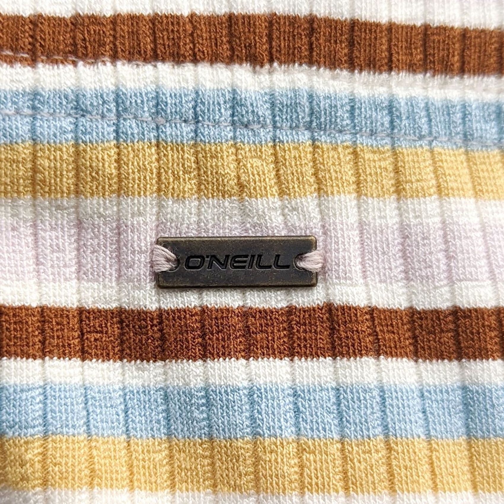 O'Neill O'Neill Women's All Day Morette Stripe Skirt - Brown Blue Yellow Pink, 95% Viscose 5% Spandex, Pull On, Lightweight, Casual, Skirt, S, Womens Size 28" / US 6 / IT 42 - 3 Thumbnail