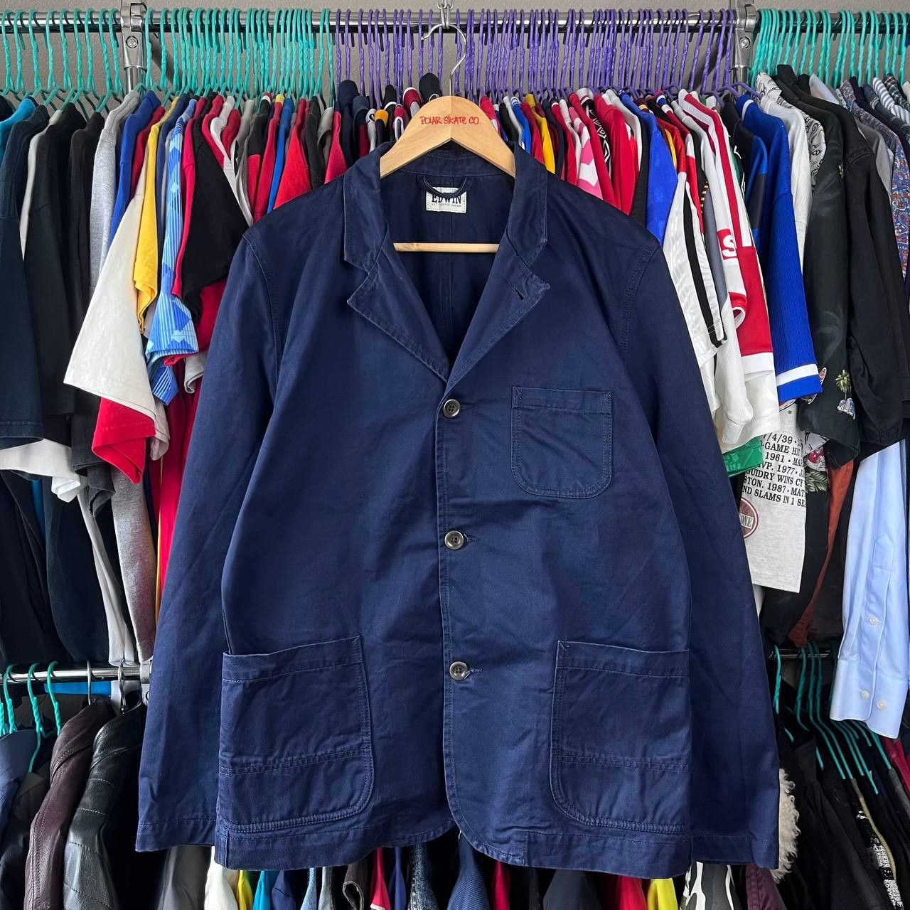 Edwin EDWIN Simple Post Blazer Chore Workwear Blue Denim Jacket Size US L / EU 52-54 / 3 - 1 Thumbnail