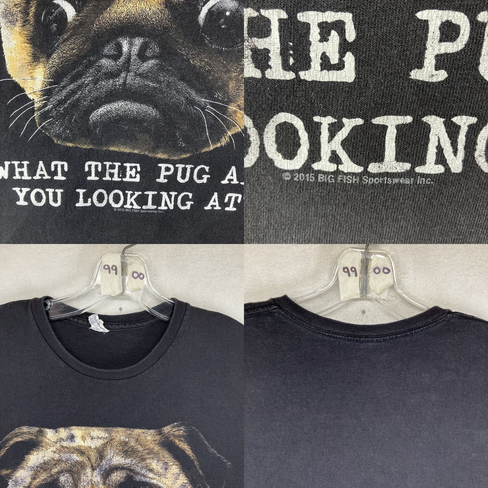 Delta Delta T-Shirt Mens L Black All Cotton Pug Face Graphic Funny Quote 2015 Vintage No Designer Dog Size US L / EU 52-54 / 3 - 8 Thumbnail