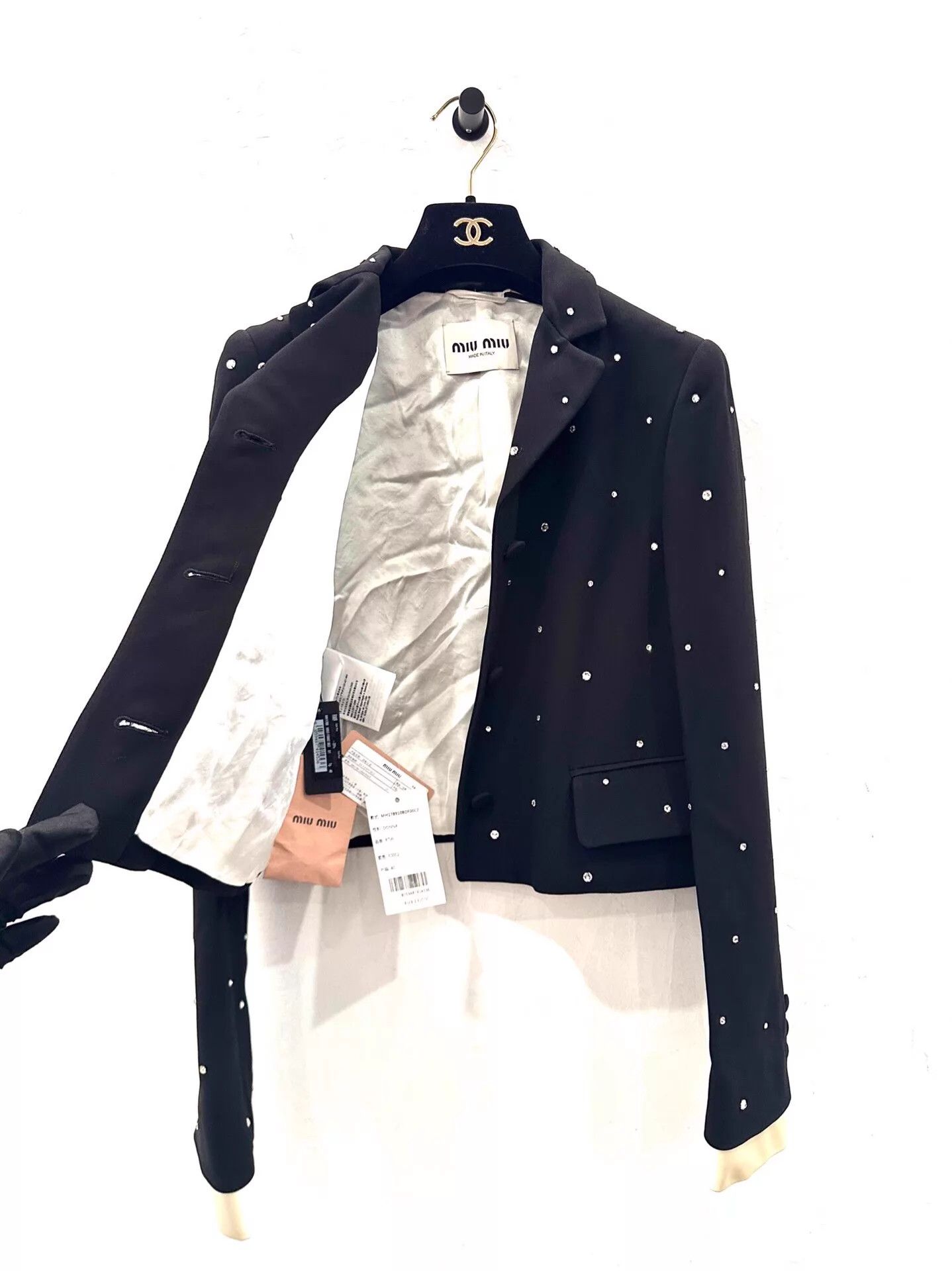 Miu Miu MIU MIu black crystal-embellished jacket 40 new w/ tags Size S / US 4 / IT 40 - 4 Thumbnail