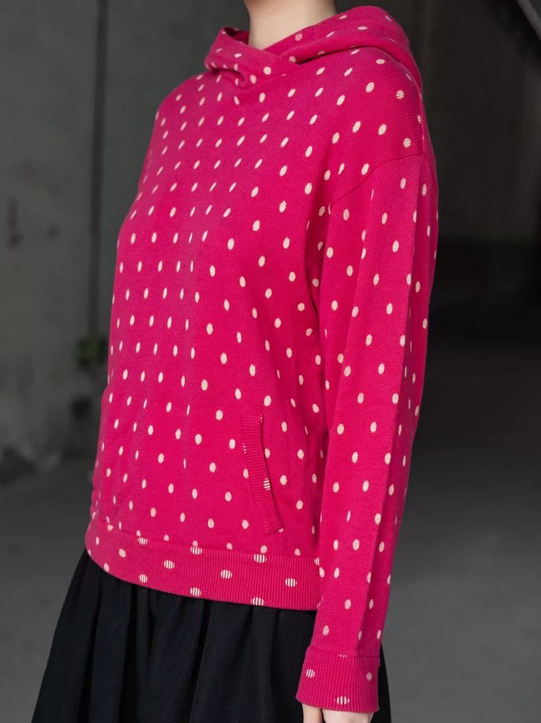 Kenzo KENZO Elegant burgundy polka dot knit sweater with hood Size M / US 6-8 / IT 42-44 - 5 Thumbnail