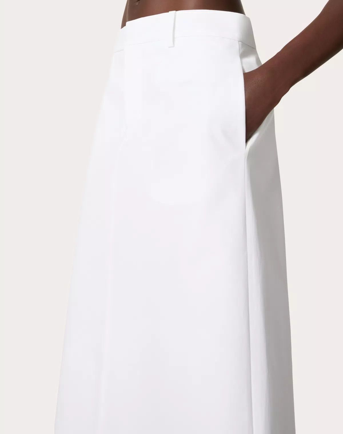 Valentino o1s1wg110525 Compact Popeline Skirt in White Size 30" / US 8 / IT 44 - 5 Thumbnail