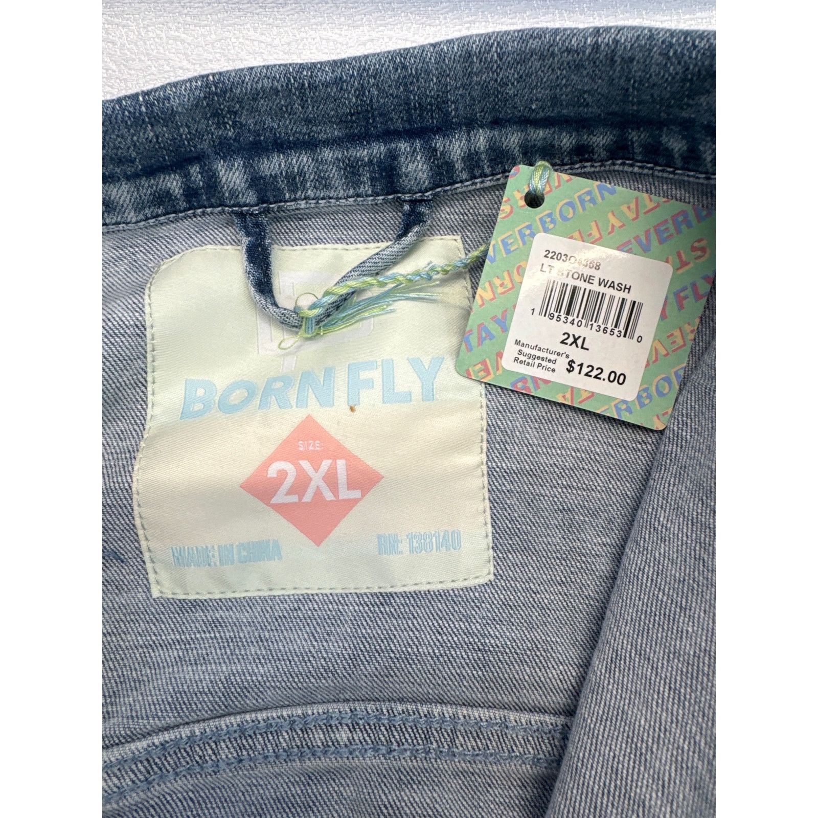Born Fly Born Fly Lt Denim Jacket Distressed Embroidered men sz 2XL Size US XXL / EU 58 / 5 - 5 Thumbnail