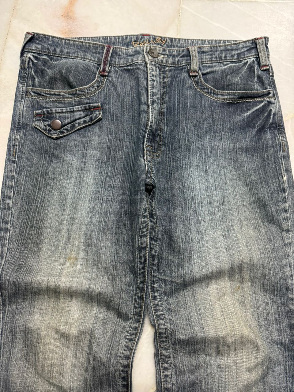 Japanese Brand 1990s Japanese Flared Bell Bottom Faded Distressed Size US 34 / EU 50 - 4 Thumbnail