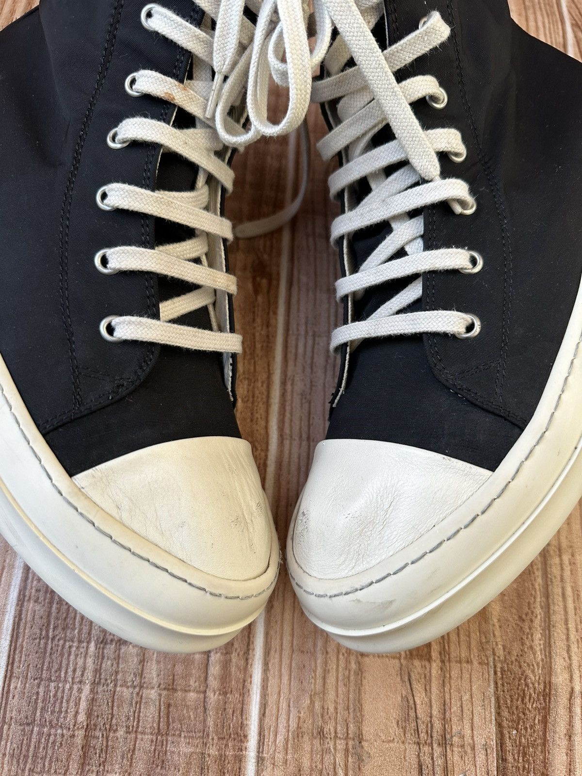 Rick Owens Rick Owens DRKSHDW Nylon Ramones Black Milk Hightops Size US 8.5 / EU 41-42 - 7 Thumbnail