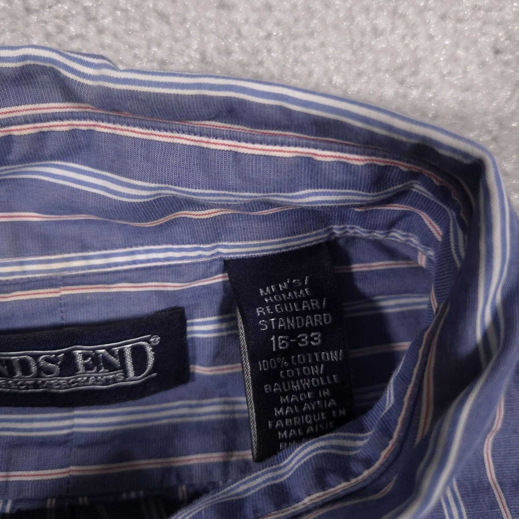 Lands' End VINTAGE Lands' End Shirt Mens 16-33 Blue Stripe Button-Down Cotton Long Sleeve Dress Shirt Mens Regular 16-33 Blue Stripe Dress Shirt Women? No. Size 42R - 7 Thumbnail