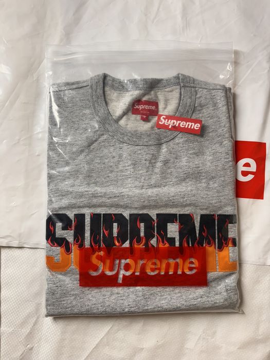 Supreme Supreme Flames S/S Top Heather Grey large | Grailed