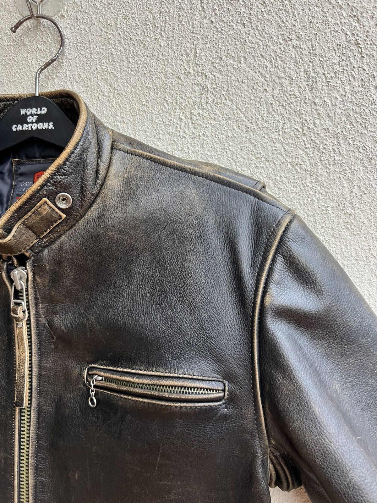 Leather Vintage R.B.C Legend Distressed Patina Leather Racer Jacket Size US S / EU 44-46 / 1 - 10 Thumbnail