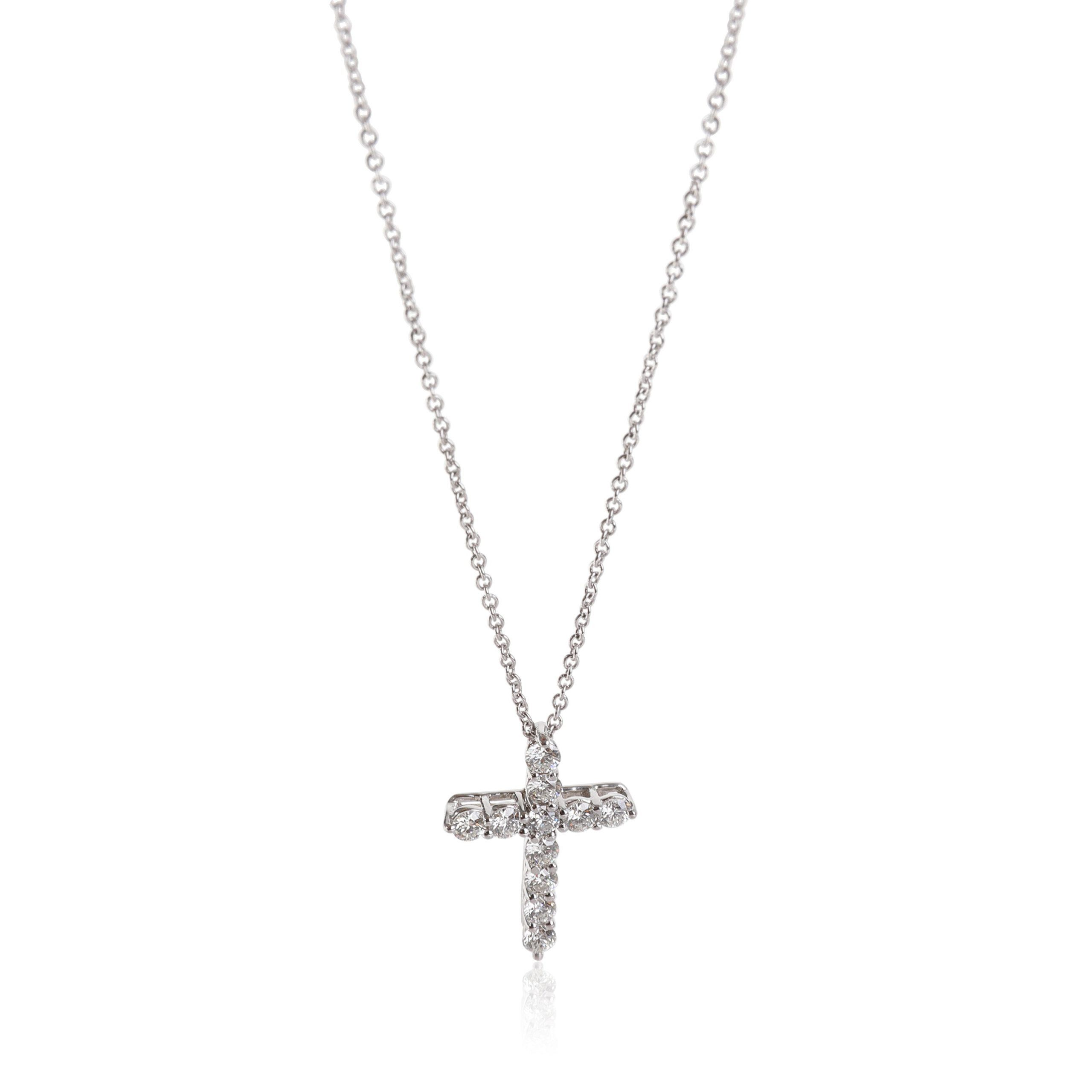image of Tiffany Co Tiffany & Co. Diamond Cross Pendant In 950 Platinum 0.55 Ctw in Silver, Women's