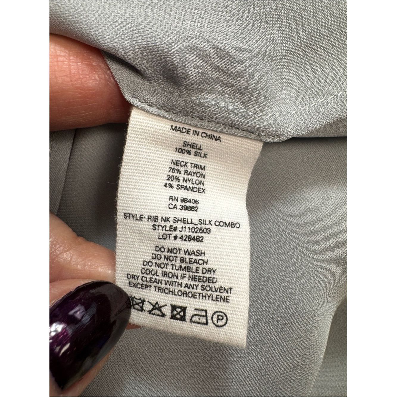 Theory New Theory Ribbed Neck Shell Silk Combo Light Grey Top Size Size M / US 6-8 / IT 42-44 - 6 Thumbnail