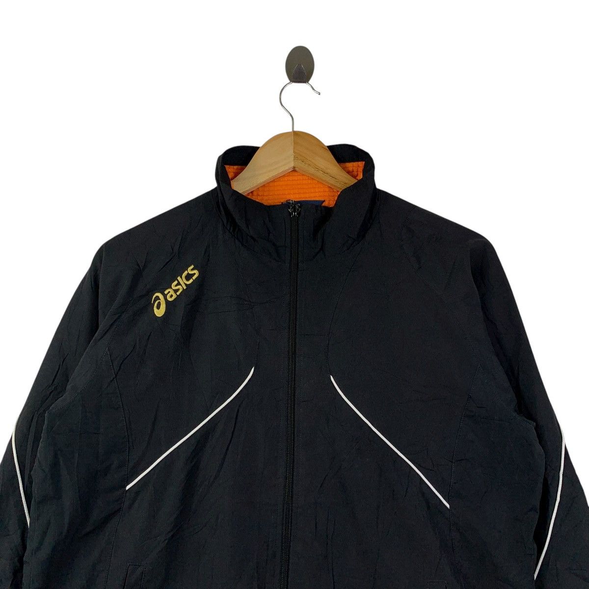 Asics Vintage Asics Black Reflective Track Jacket Orange Lining Size US S / EU 44-46 / 1 - 2 Thumbnail