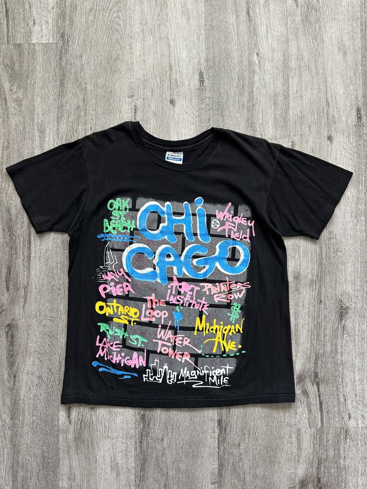 Vintage 80s Vintage Chicago Graffiti Shirt Size US L / EU 52-54 / 3 - 1 Thumbnail
