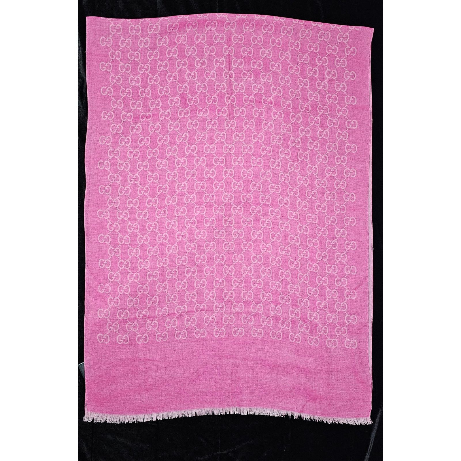 Hermes GUCCI Pink Jacquard Logo GG Wool Silk Scarf Size ONE SIZE - 6 Thumbnail