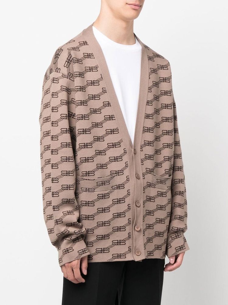 Balenciaga o1s1wg111124 V-Neck Cardigan in Beige/Brown Size US M / EU 48-50 / 2 - 4 Thumbnail