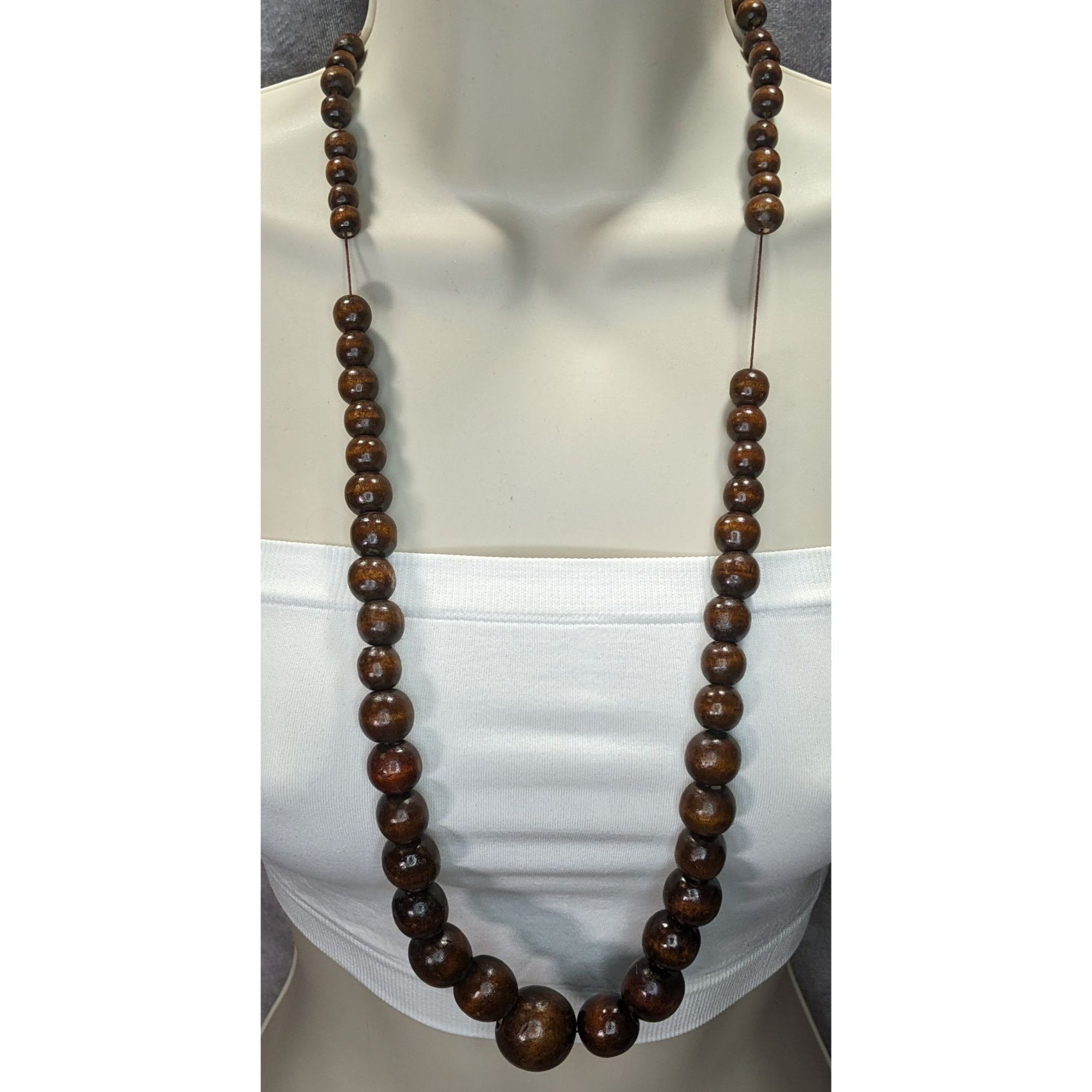 Other Vintage Handmade Brown Wooden Bead Necklace Size ONE SIZE - 2 Thumbnail