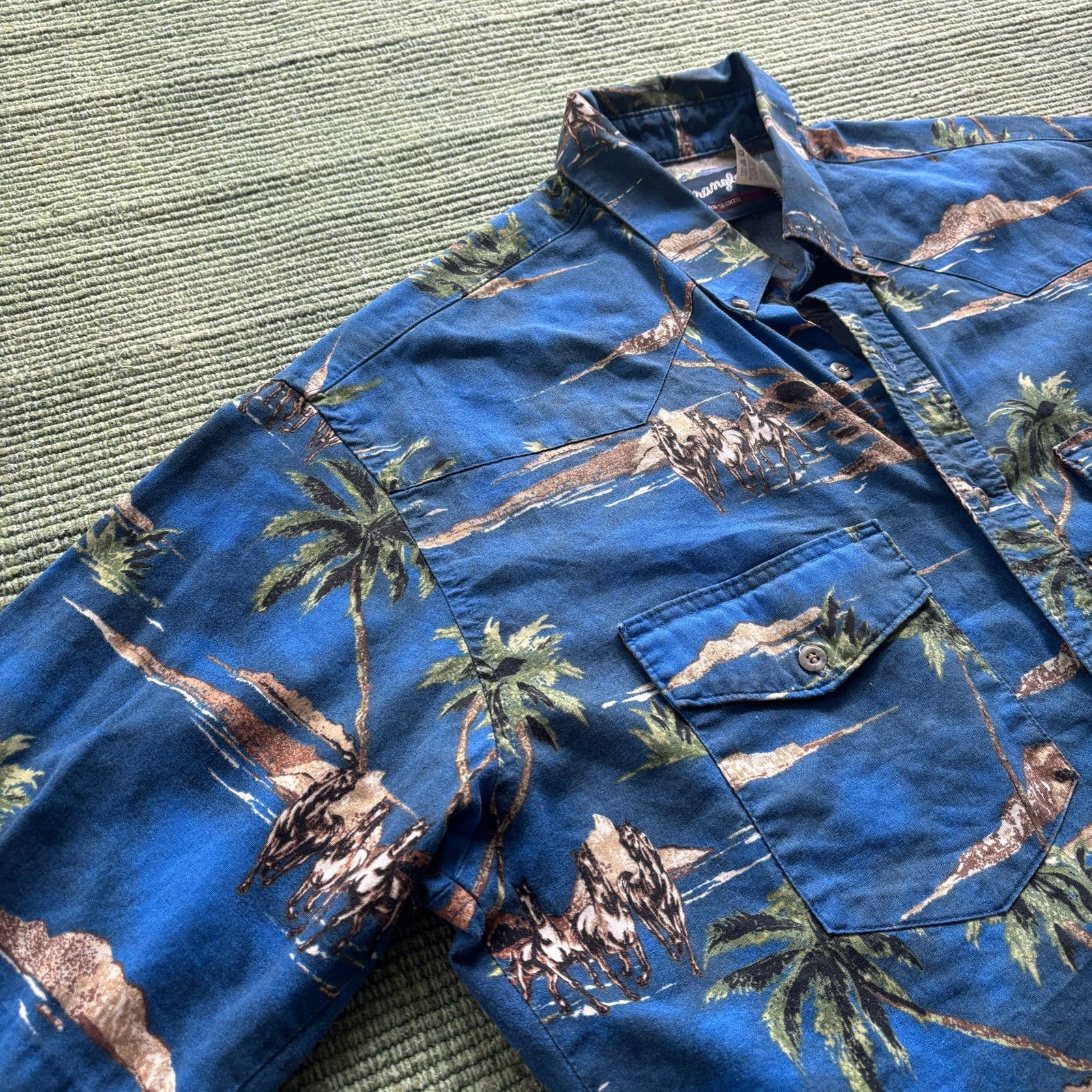 Vintage × Wrangler Vintage Wrangler Blue Beach Style Cotton Button Up Size US L / EU 52-54 / 3 - 4 Thumbnail