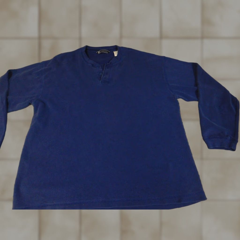 Vintage Maurices Mens Sweater Large Blue Henley Button Pullover Size US L / EU 52-54 / 3 - 1 Thumbnail