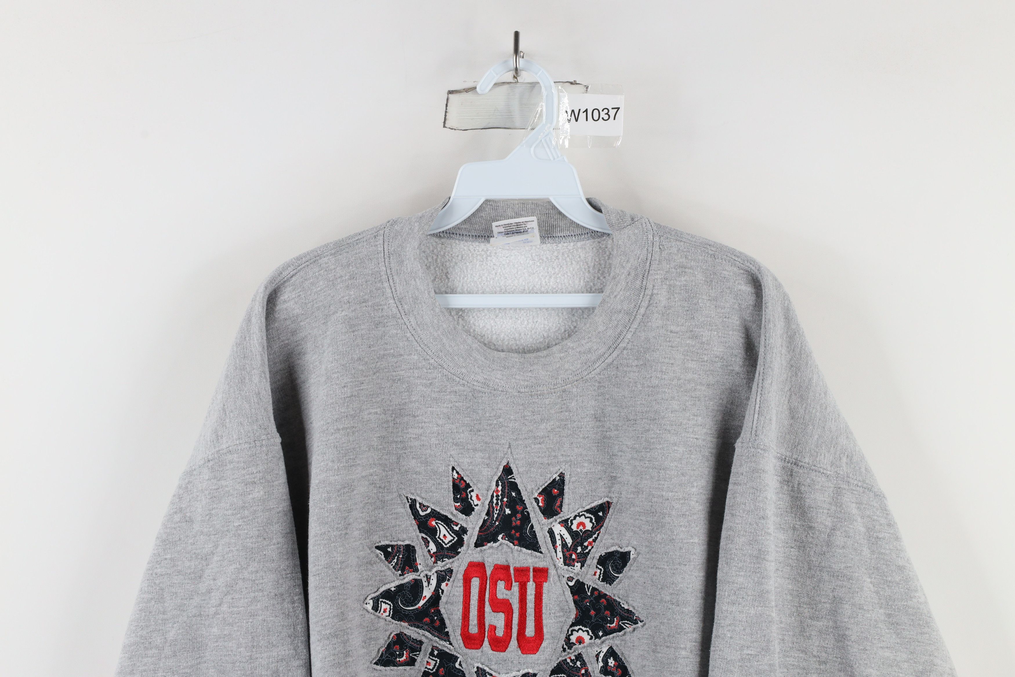 Vintage Vintage 90s Quilt Patch Ohio State University Sweatshirt Size L / US 10 / IT 46 - 2 Thumbnail
