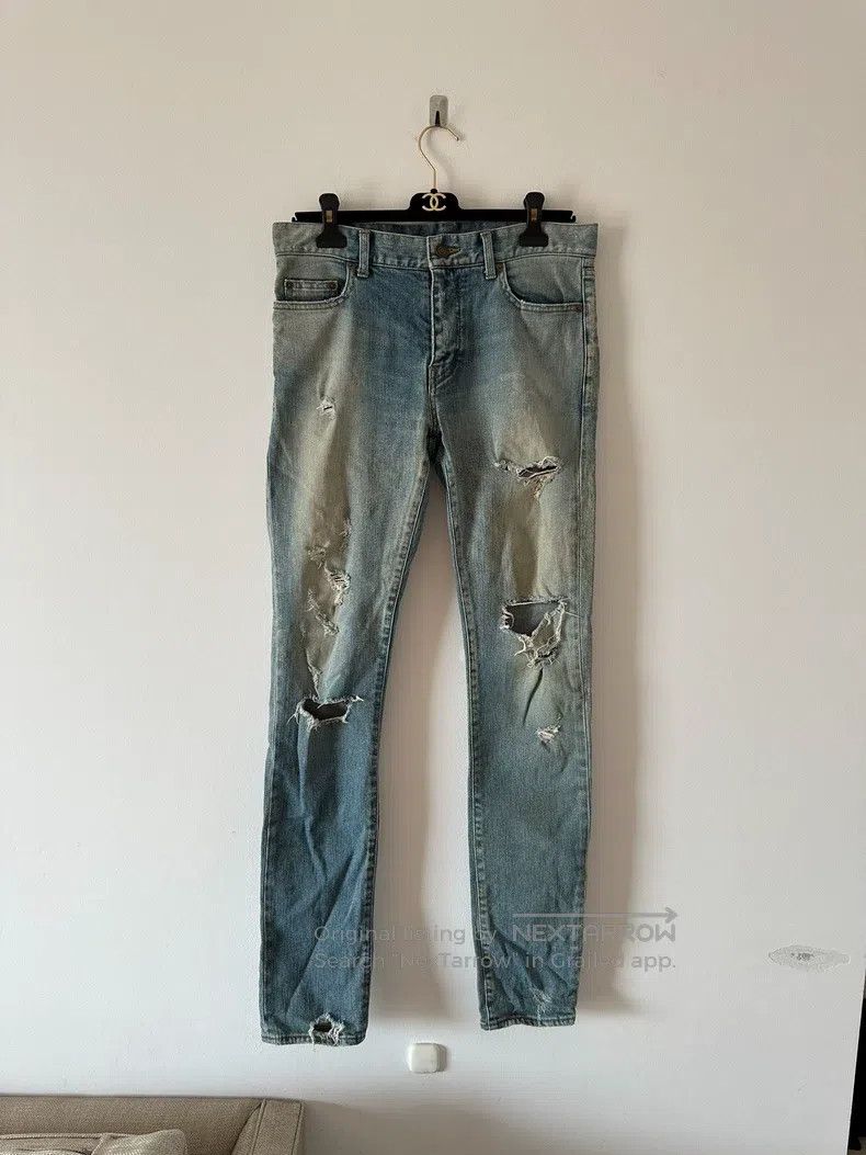 Saint Laurent Paris Saint Laurent Paris Washed distressed ripped men's blue je Size US 30 / EU 46 - 1 Thumbnail
