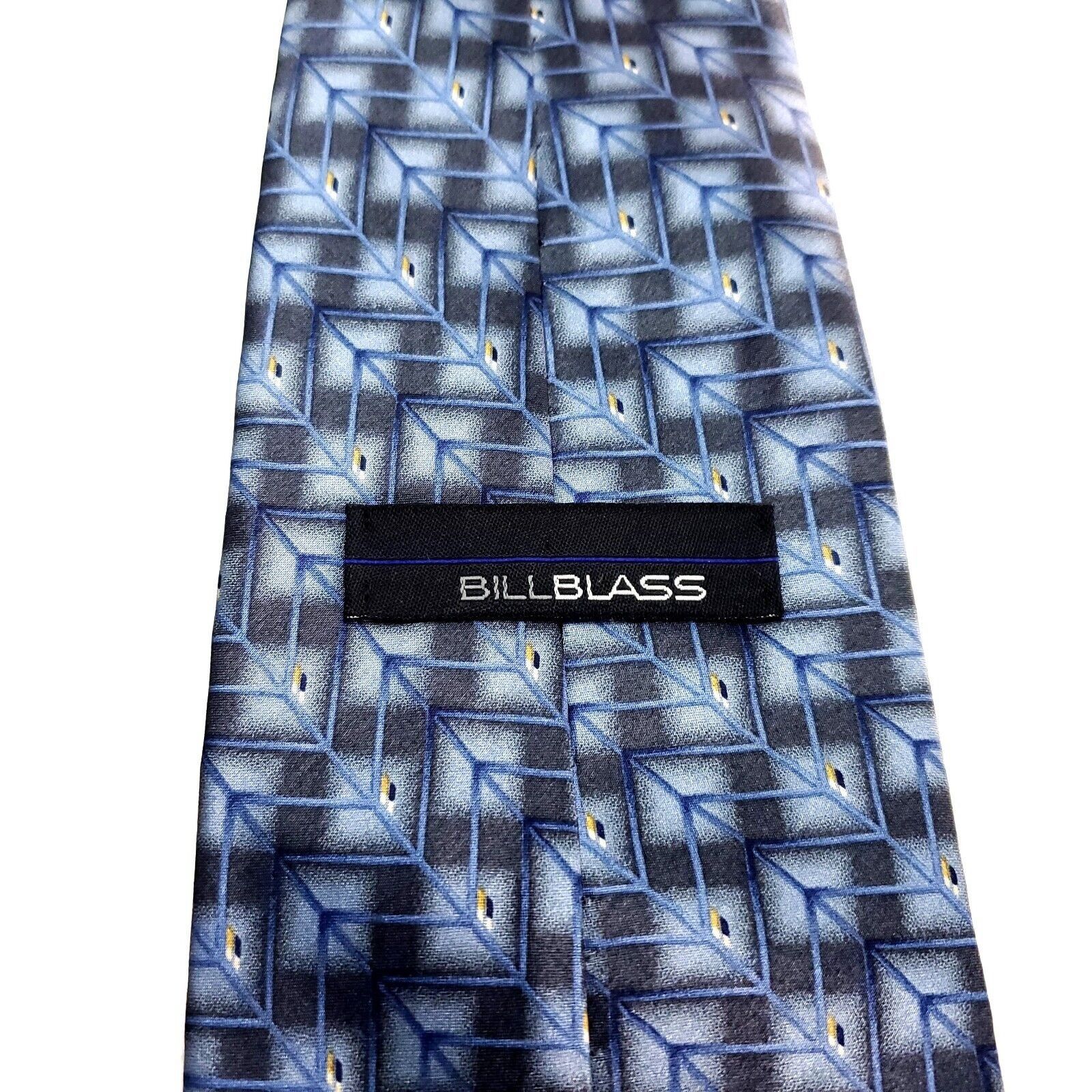 Bill Blass Bill Blass Silk Tie Print Blue Short Wide Geometric Size ONE SIZE - 3 Thumbnail