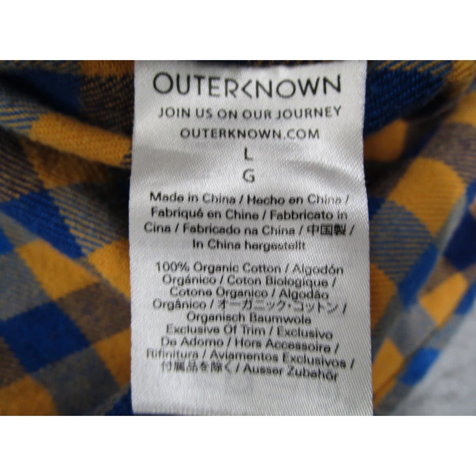Outerknown Outerknown Shirt Mens Large Yellow Plaid Flannel Long Sleeve Button Up Organic Size US L / EU 52-54 / 3 - 4 Thumbnail