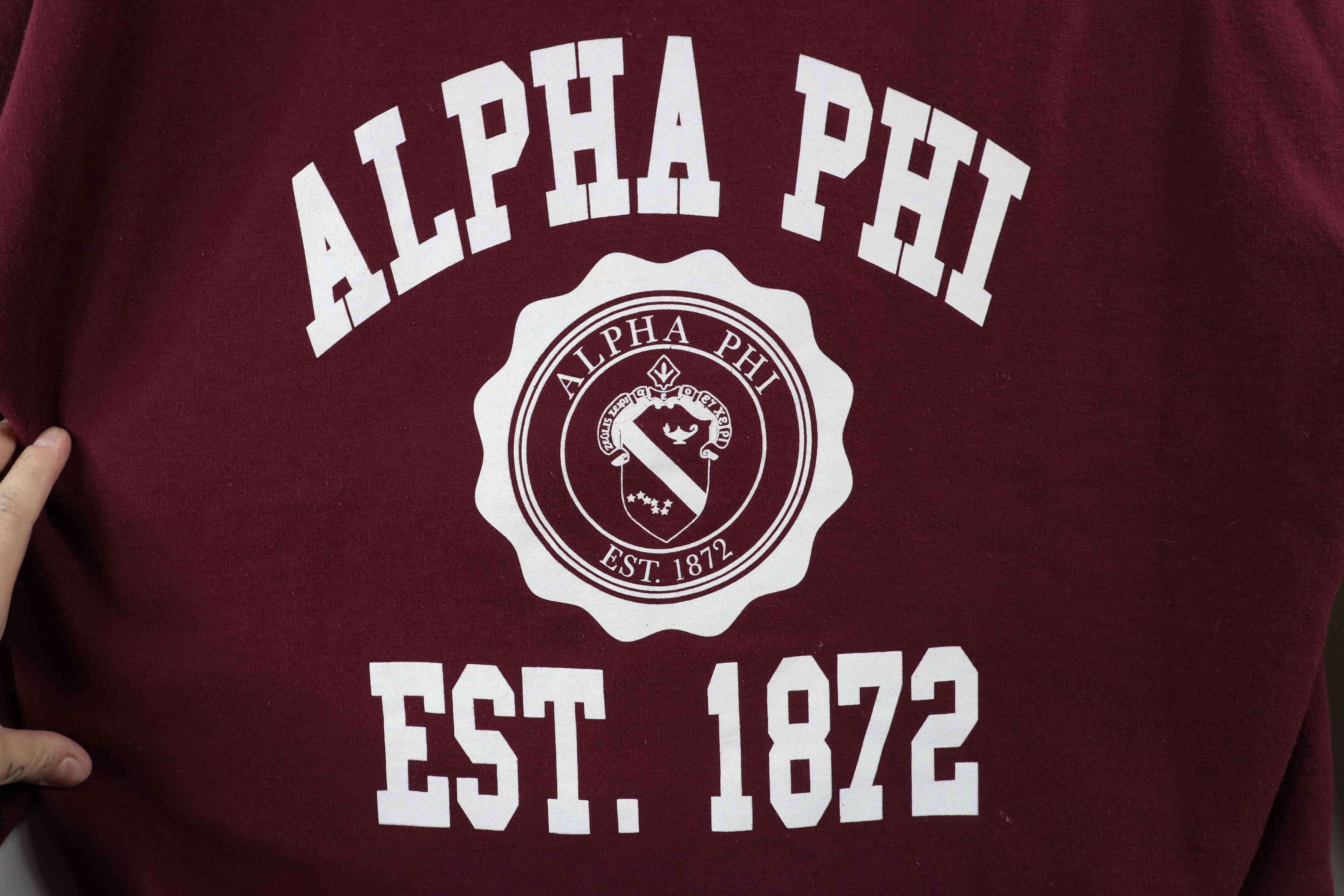 Vintage Vintage Spell Out Alpha Phi Sorority Sweatshirt Purple Size L / US 10 / IT 46 - 4 Thumbnail