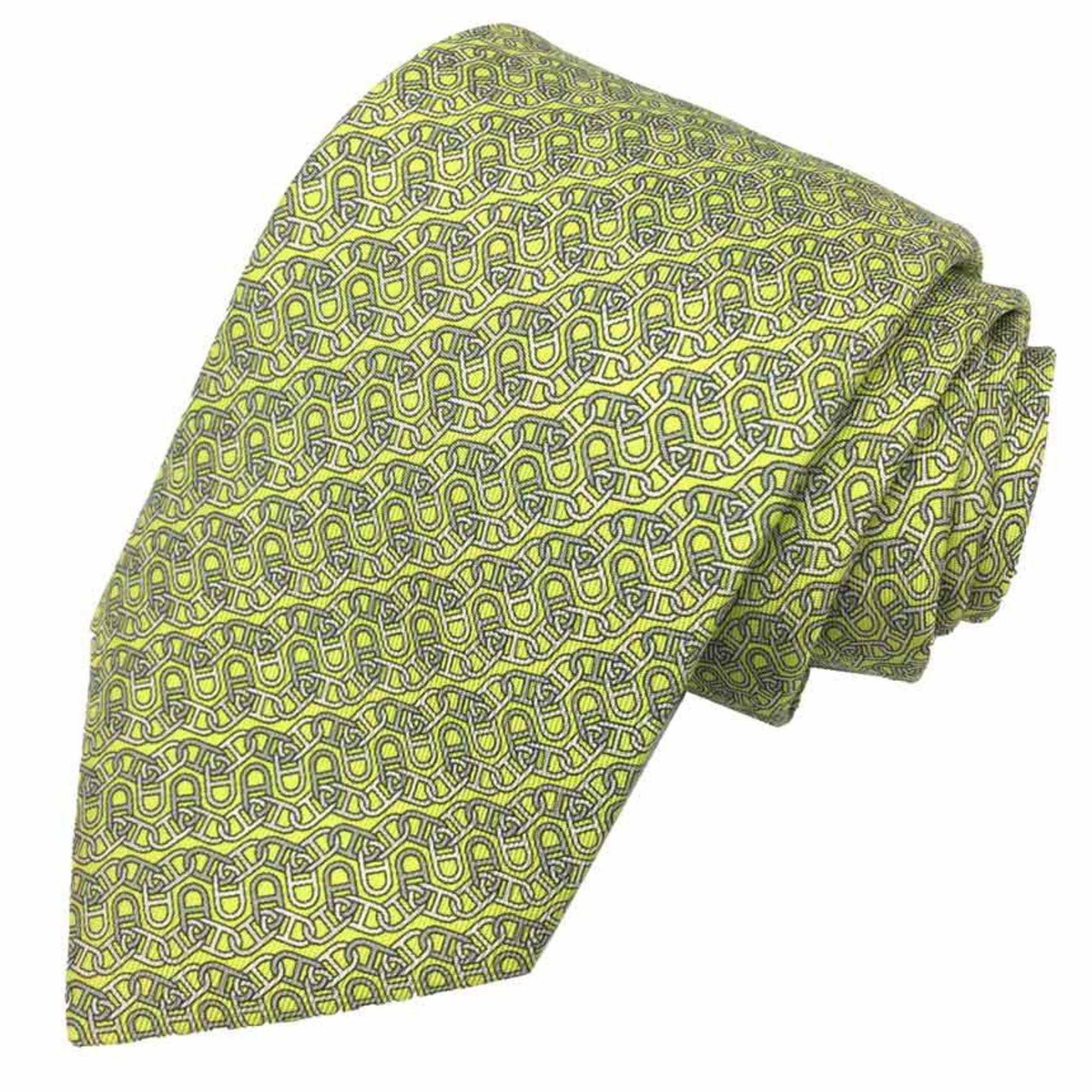 Hermes Hermes tie ENTREMELESS 100% silk green men's Size ONE SIZE - 1 Thumbnail