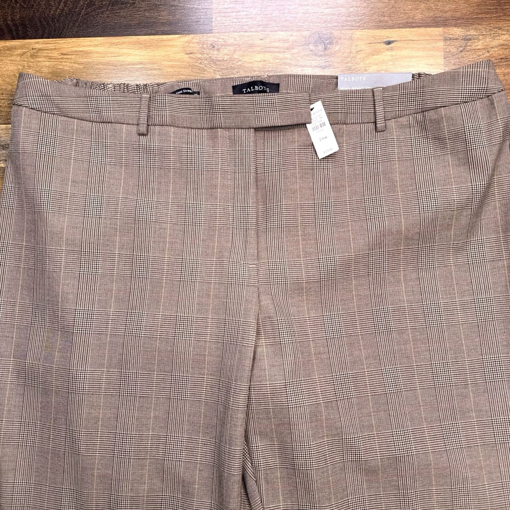 Talbots Talbots Pants Womens 24W Tan Plaid High Waist Straight Leg New Size 42" / US 20 - 3 Thumbnail