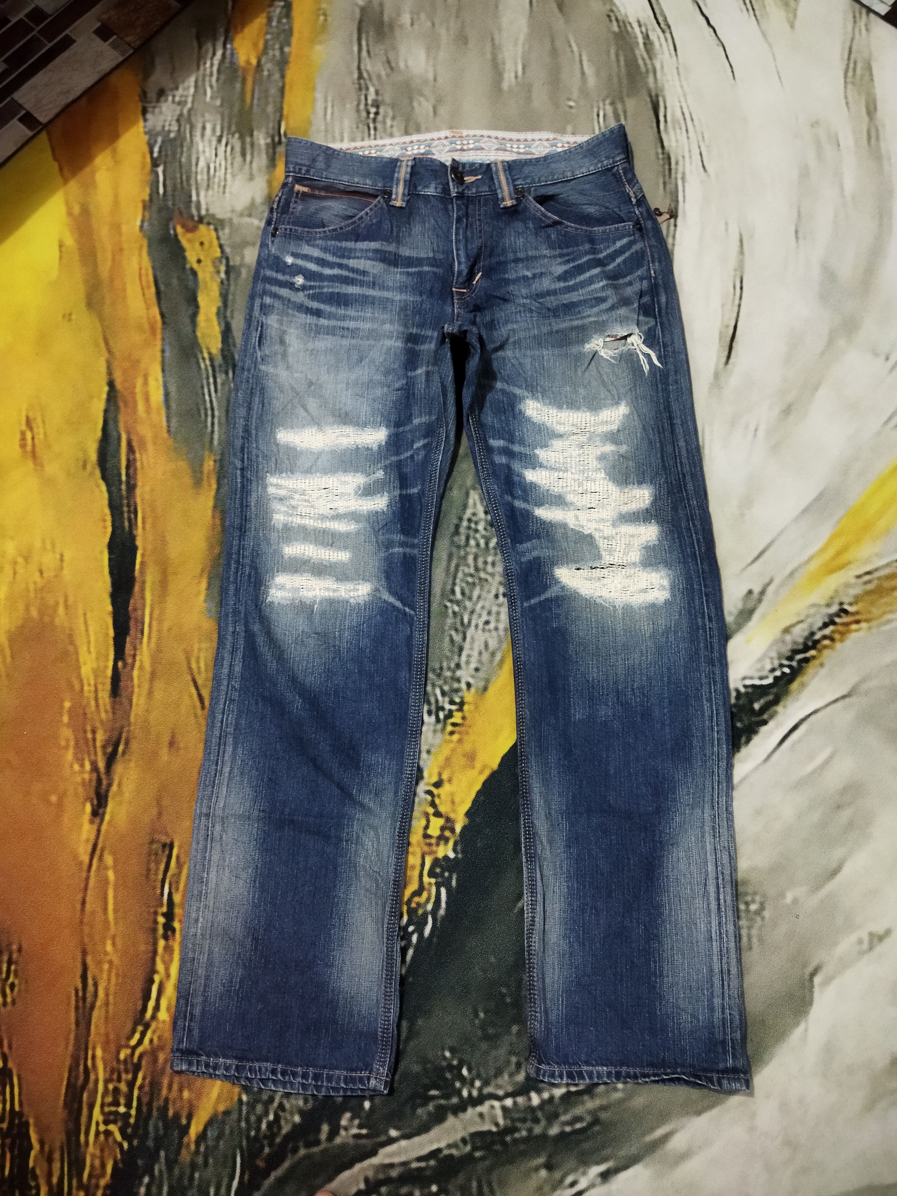 Edwin VINTAGE EDWIN 444XVS DISTRESSED FADED BLUE JEANS PANTS Size US 33 - 1 Thumbnail