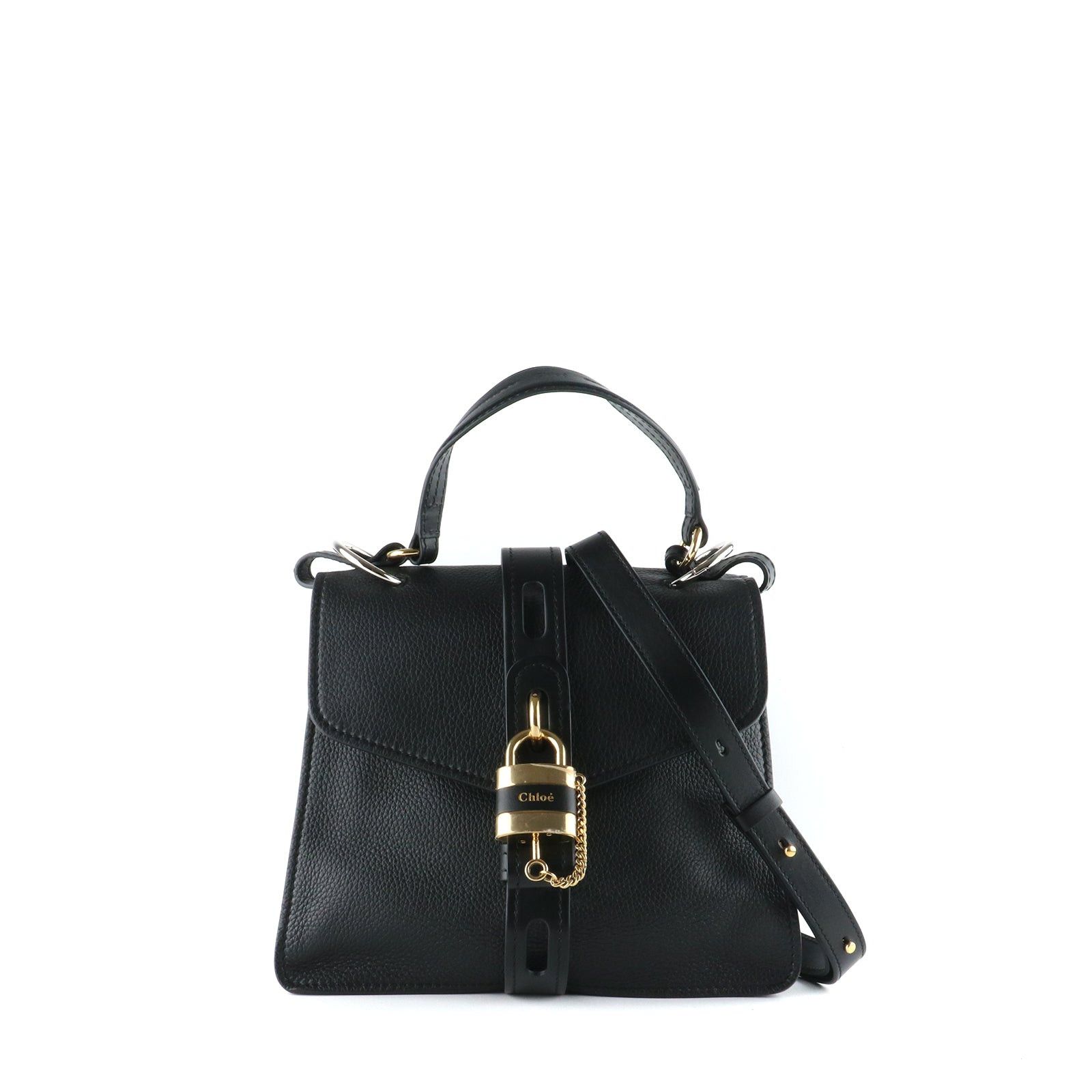 image of Chloe Chloé - Aby Shoulder Bag In Black Grained Leather, Women's