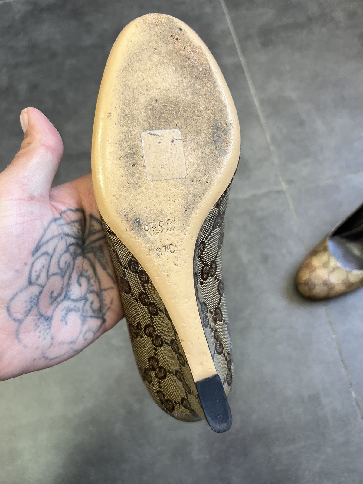 Gucci × Vintage Gucci GG monogram cloth heels wedge Size US 7.5 / IT 37.5 - 6 Thumbnail