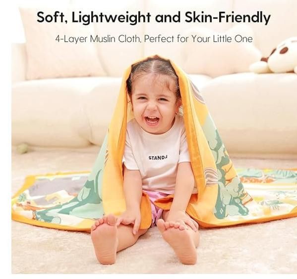 NBDN Nobrandedon Baby Blanket, 4-Layer Muslin Cotton 47 x 47, Breathable Size ONE SIZE - 3 Thumbnail