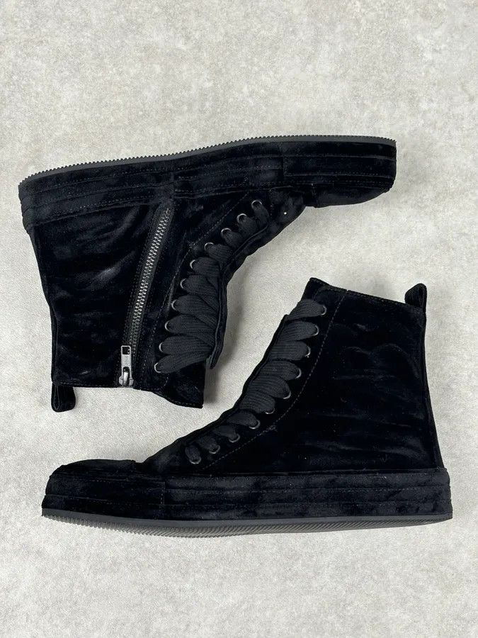 Ann Demeulemeester Ann Demeulemeester Black Velvet High-Top Sneakers Size US 7 / EU 40 - 7 Thumbnail