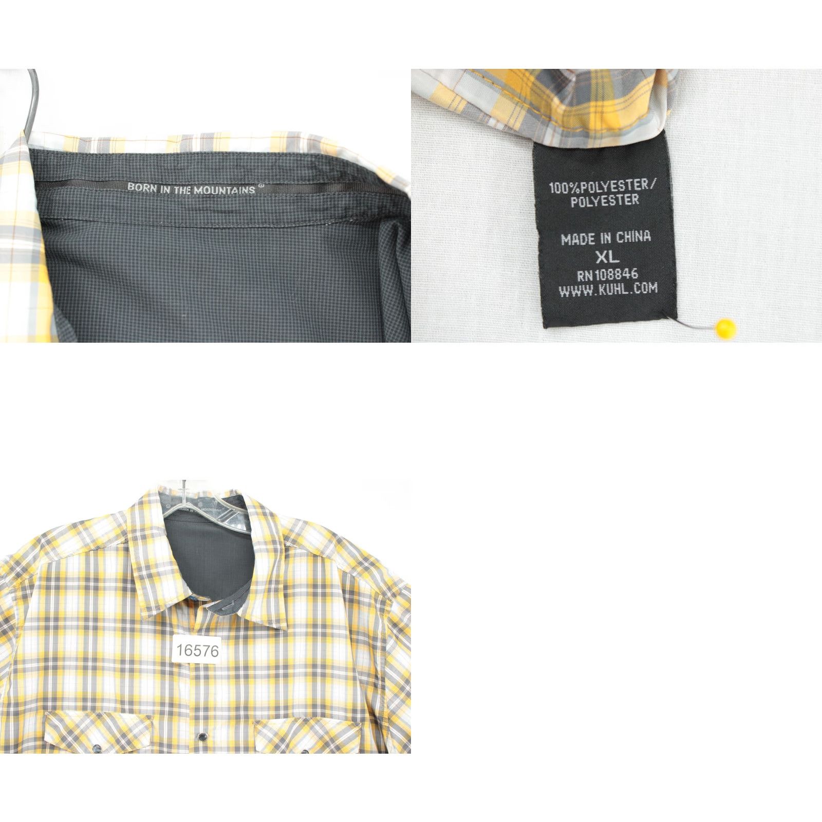 Vintage KUHL Shirt Men’s XL Gray Yellow Plaid Short Sleeve Pearl Snap Hiking Fishing Size US XL / EU 56 / 4 - 8 Thumbnail