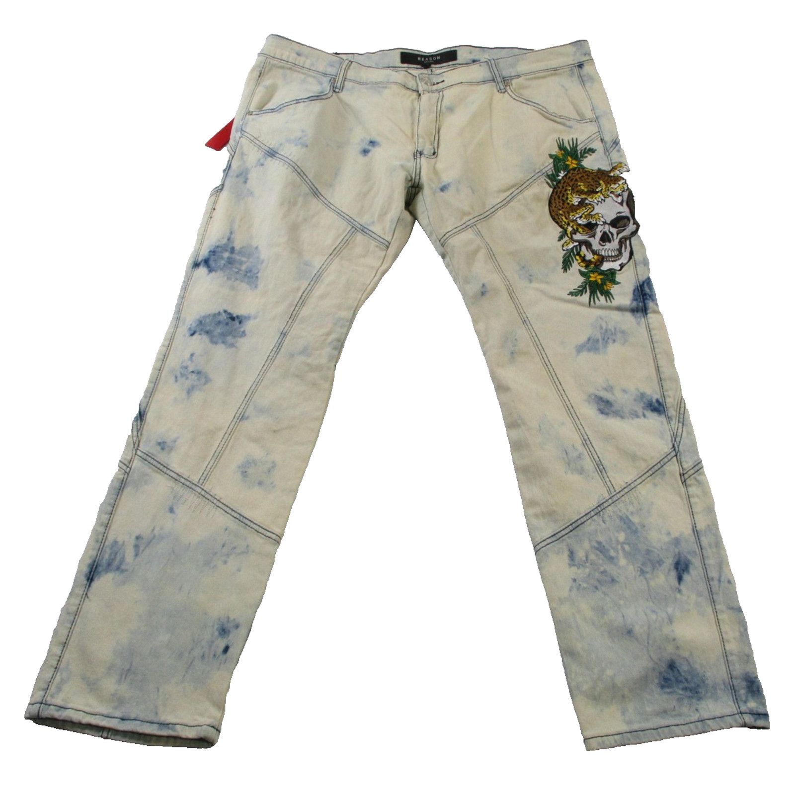 Reason Reason Jeans Men 44 Slim Acid Wash Mulberry Moto Skull Denim Size US 44 / EU 60 - 1 Thumbnail