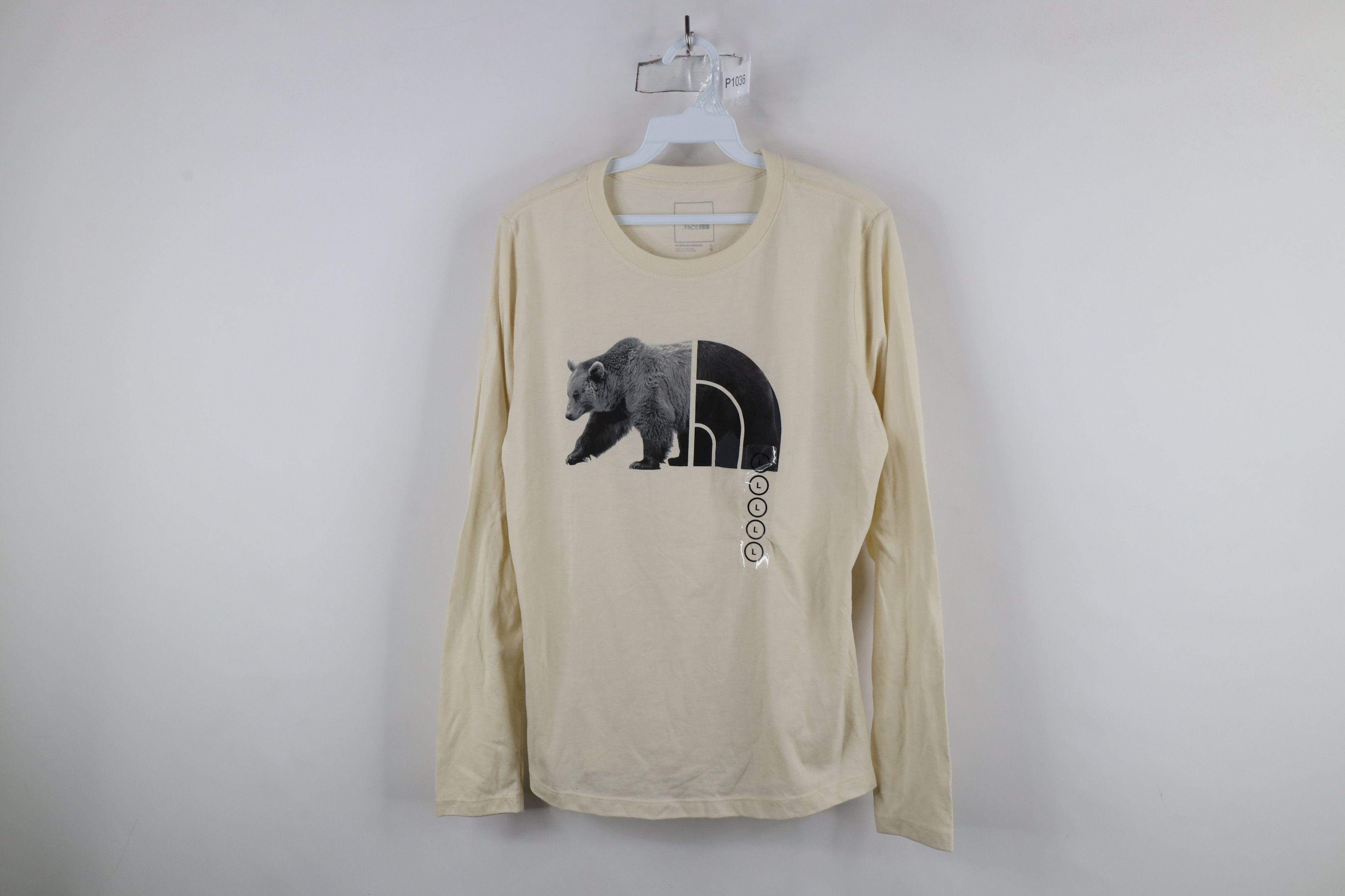 The North Face × Vintage New The North Face Bear Logo Long Sleeve T-Shirt Cream Size L / US 10 / IT 46 - 1 Thumbnail