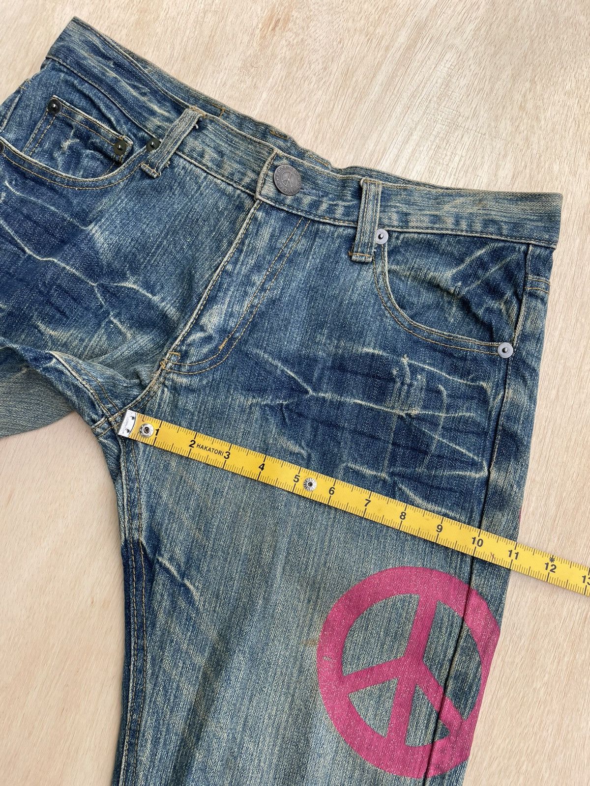If Six Was Nine × Japanese Brand Distressed Denim Peace Jeans Size US 33 - 10 Thumbnail